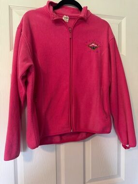 Pink Full-Zip Fleece Jacket with Embroidered Logo